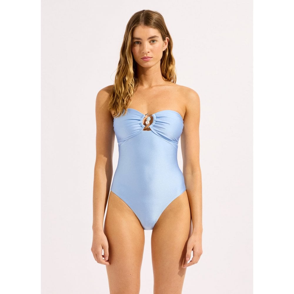 Ring Front Bandeau One Piece Swimsuit