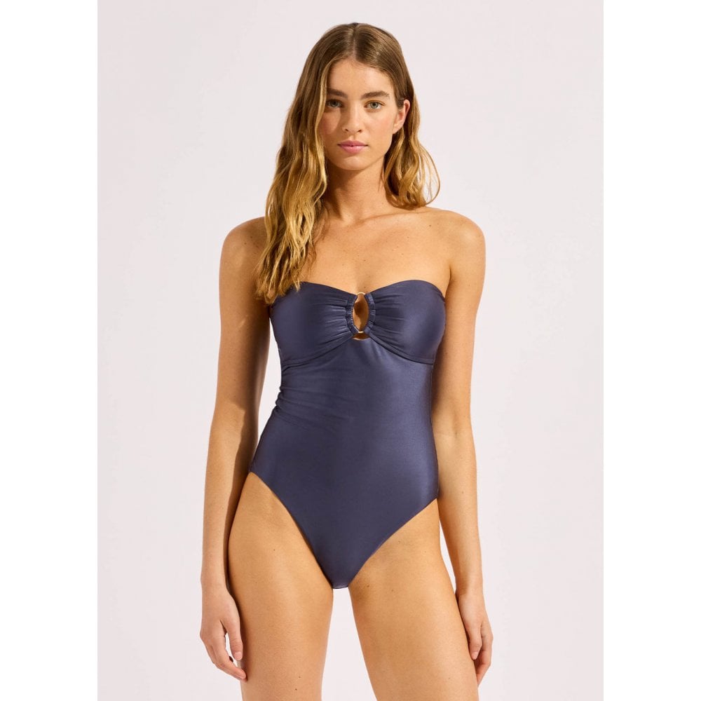 Ring Front Bandeau One Piece Swimsuit