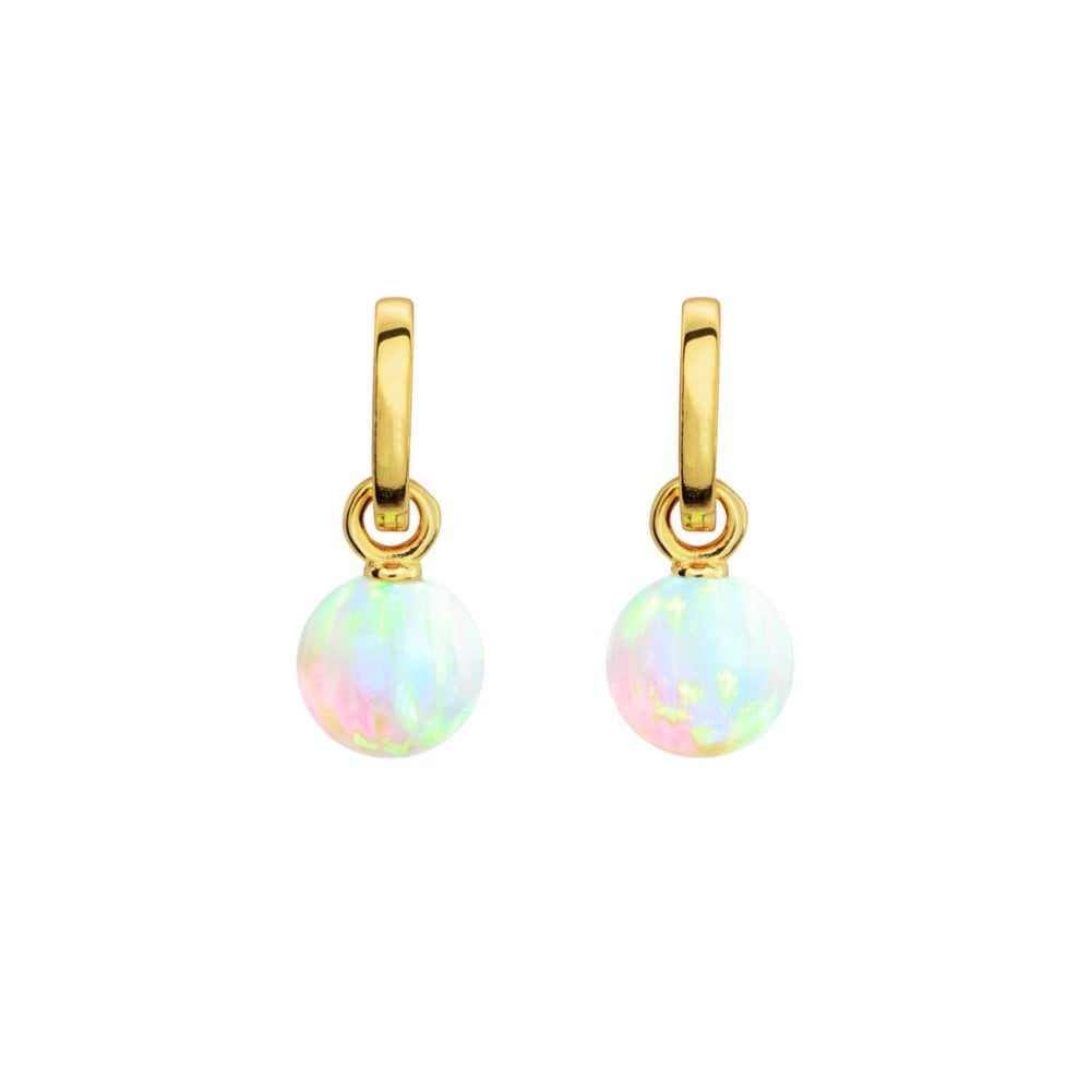 Sea Opal 8mm Hoop Earrings - 14ct Gold Vermeil