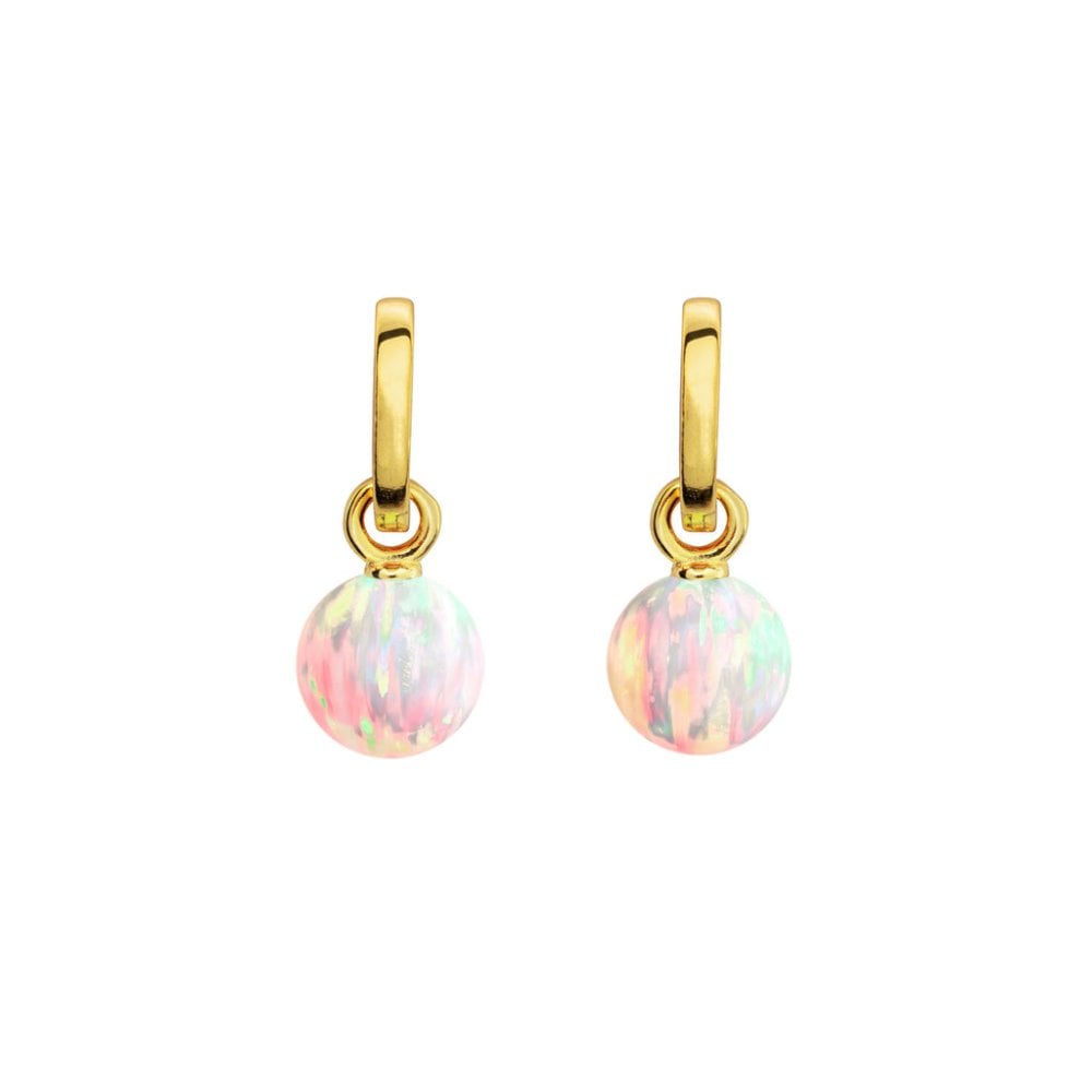 Sun Opal 8mm Hoop Earrings - 14ct Gold Vermeil