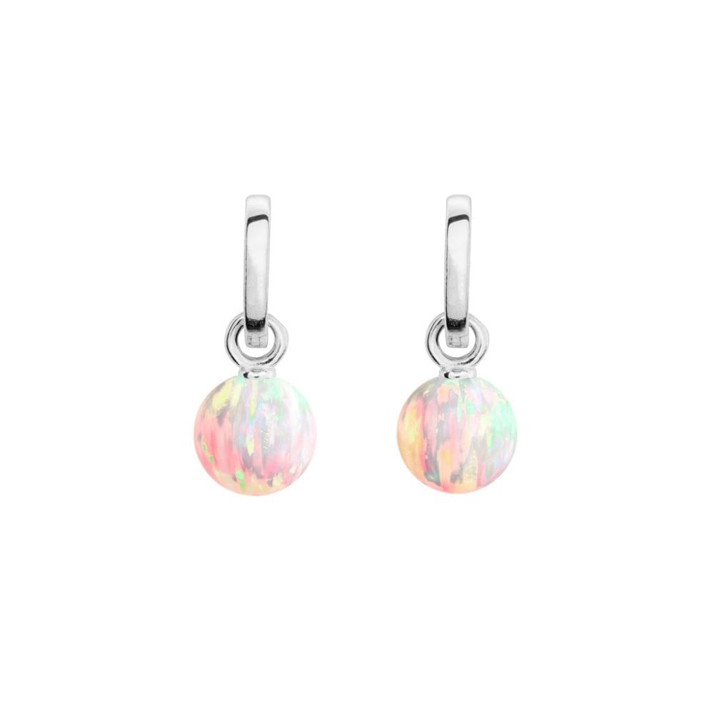 Sun Opal 8mm Hoop Earrings - 925 Sterling Silver