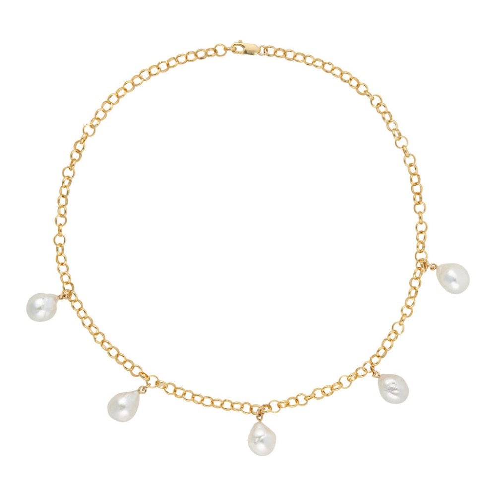 AELIA 5 Baroque Pearl Chain Necklace - 14ct Gold Filled