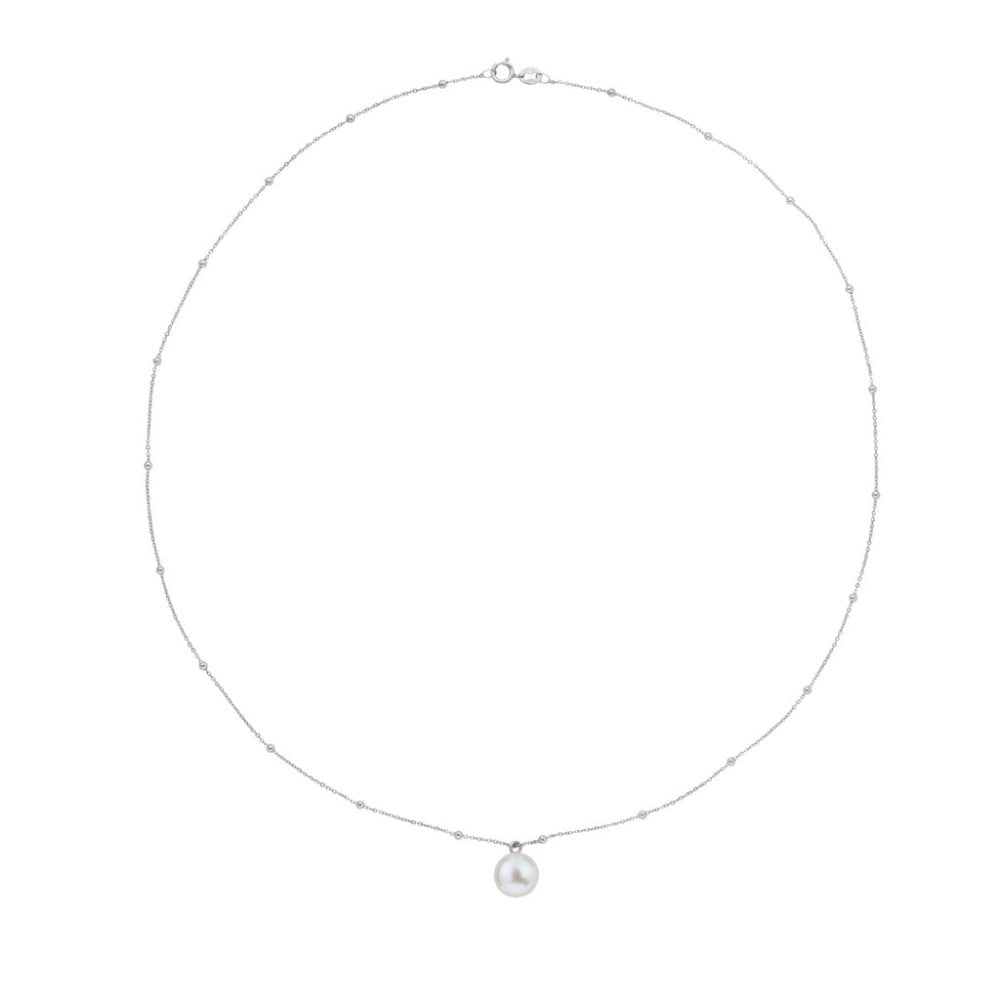 SPHERA Beaded Fine Chain Pearl Necklace - 925 Sterling Silver