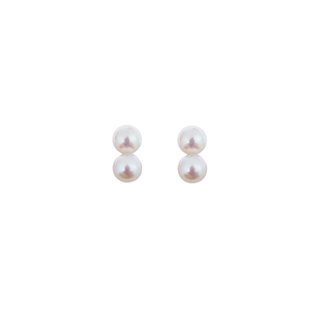 DUA Small White Pearl Studs - 9ct Yellow Gold
