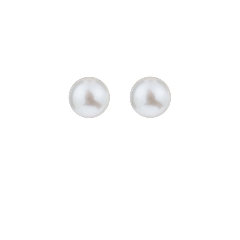Classic Large White Pearl Studs - 9ct Yellow Gold
