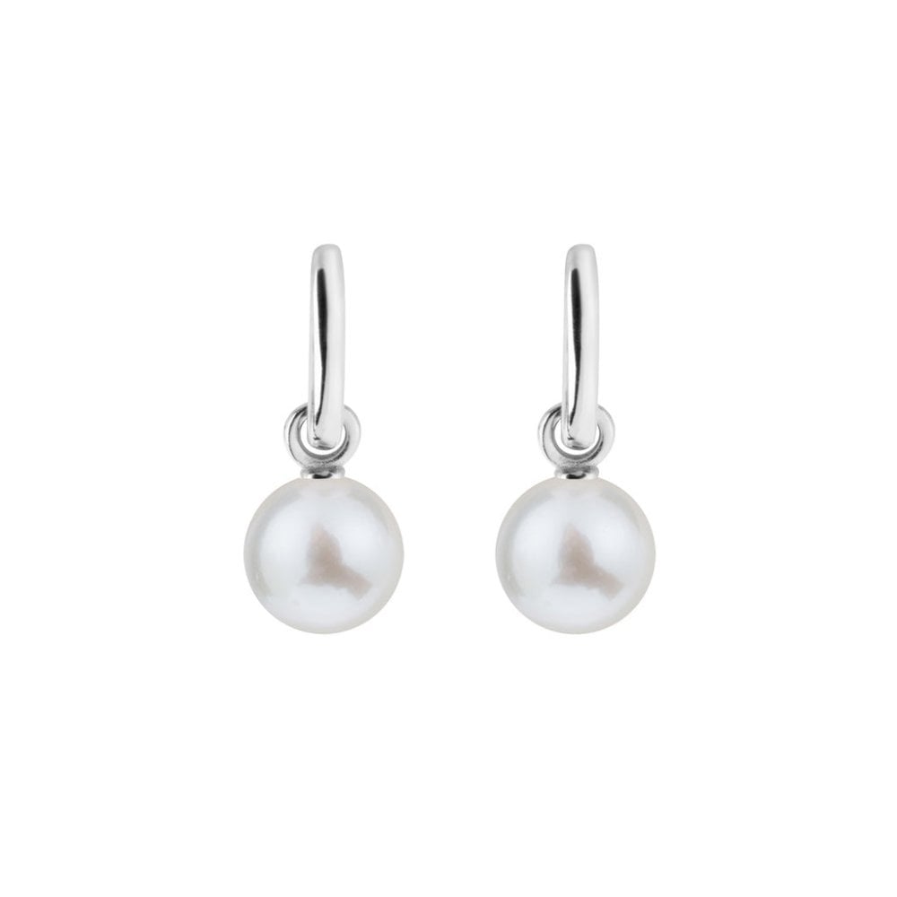 AETIA Large White Pearl Hoop Earrings - 925 Sterling Silver