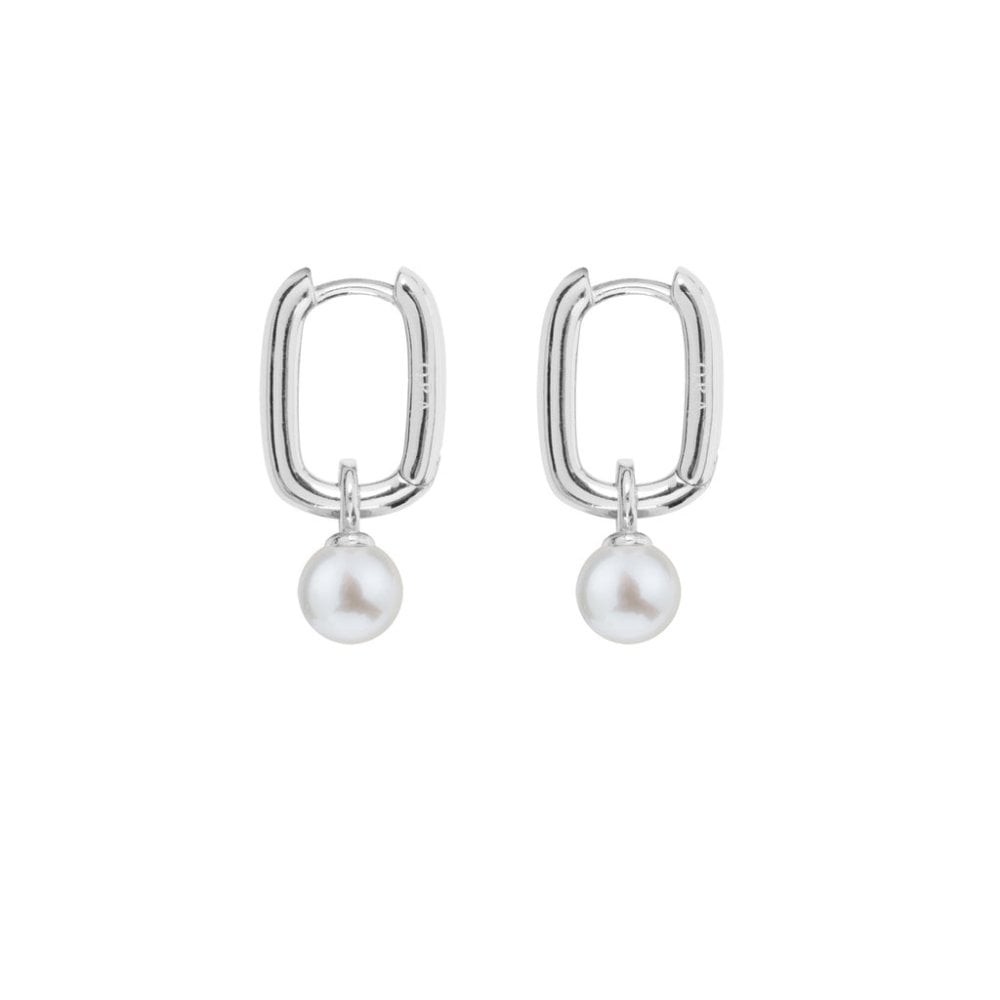 AETIA Small White Pearl Hoop Earrings - 925 Sterling Silver