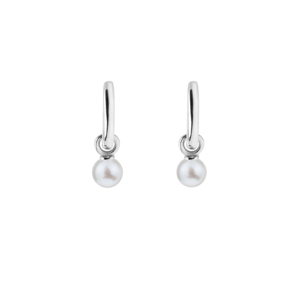 AETIA Small White Pearl Hoop Earrings - 925 Sterling Silver