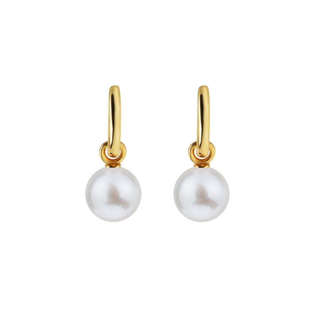 AETIA Large White Pearl Hoop Earrings - 14ct Gold Vermeil