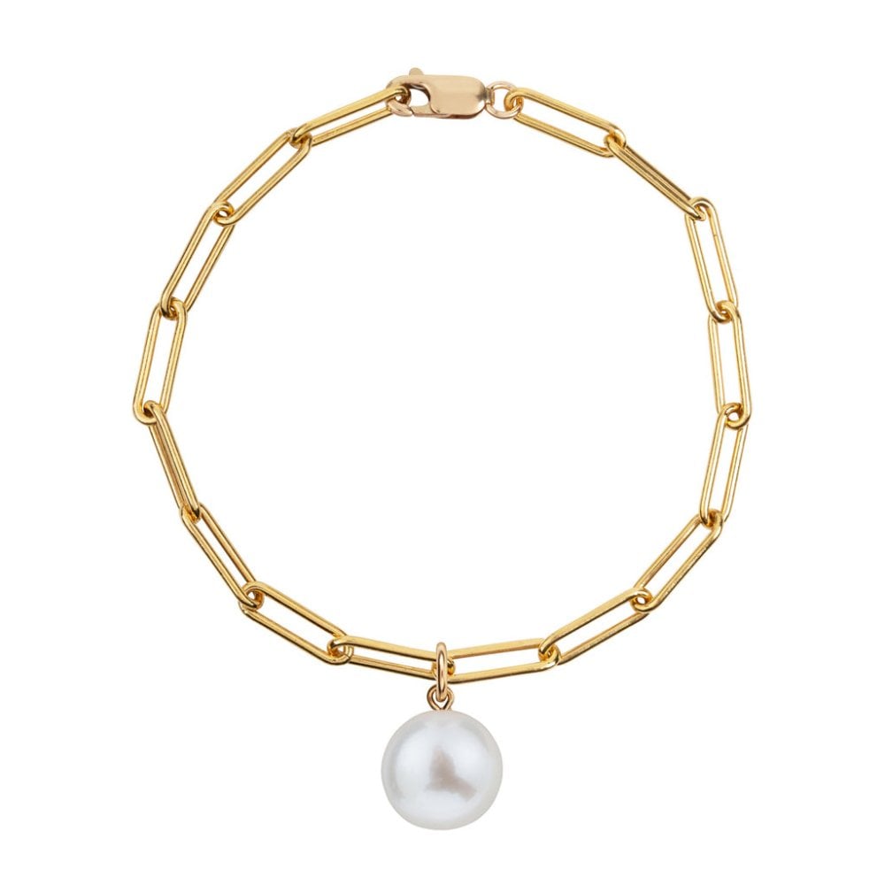 AETIA XL White Pearl Chain Bracelet - 14ct Gold Filled