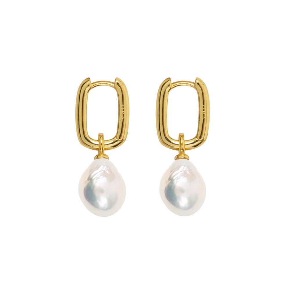 AETIA Baroque Pearl Hoop Earrings - 14ct Gold Vermeil