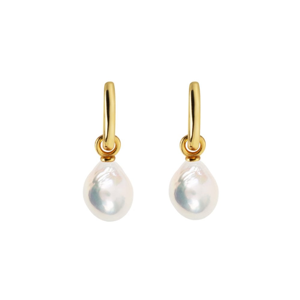 AETIA Baroque Pearl Hoop Earrings - 14ct Gold Vermeil