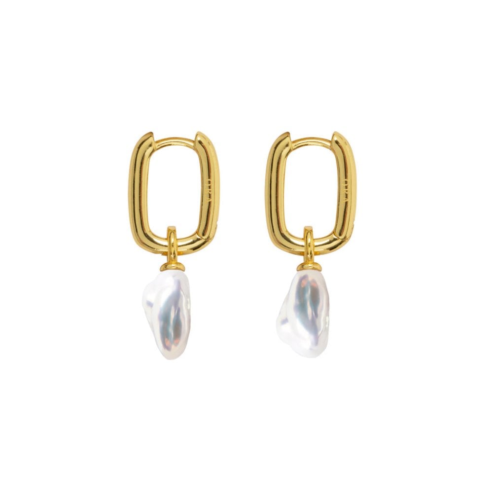 AETIA Keshi Pearl Hoop Earrings - 14ct Gold Vermeil
