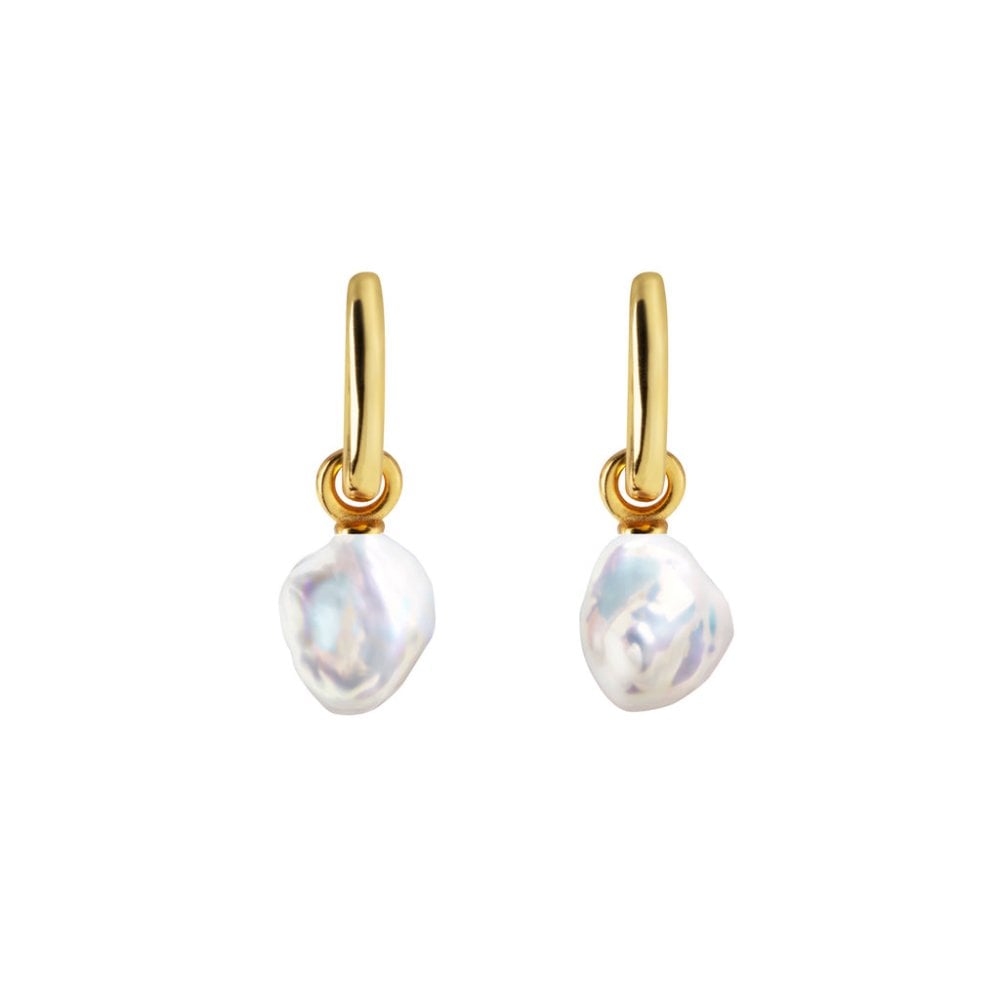 AETIA Keshi Pearl Hoop Earrings - 14ct Gold Vermeil