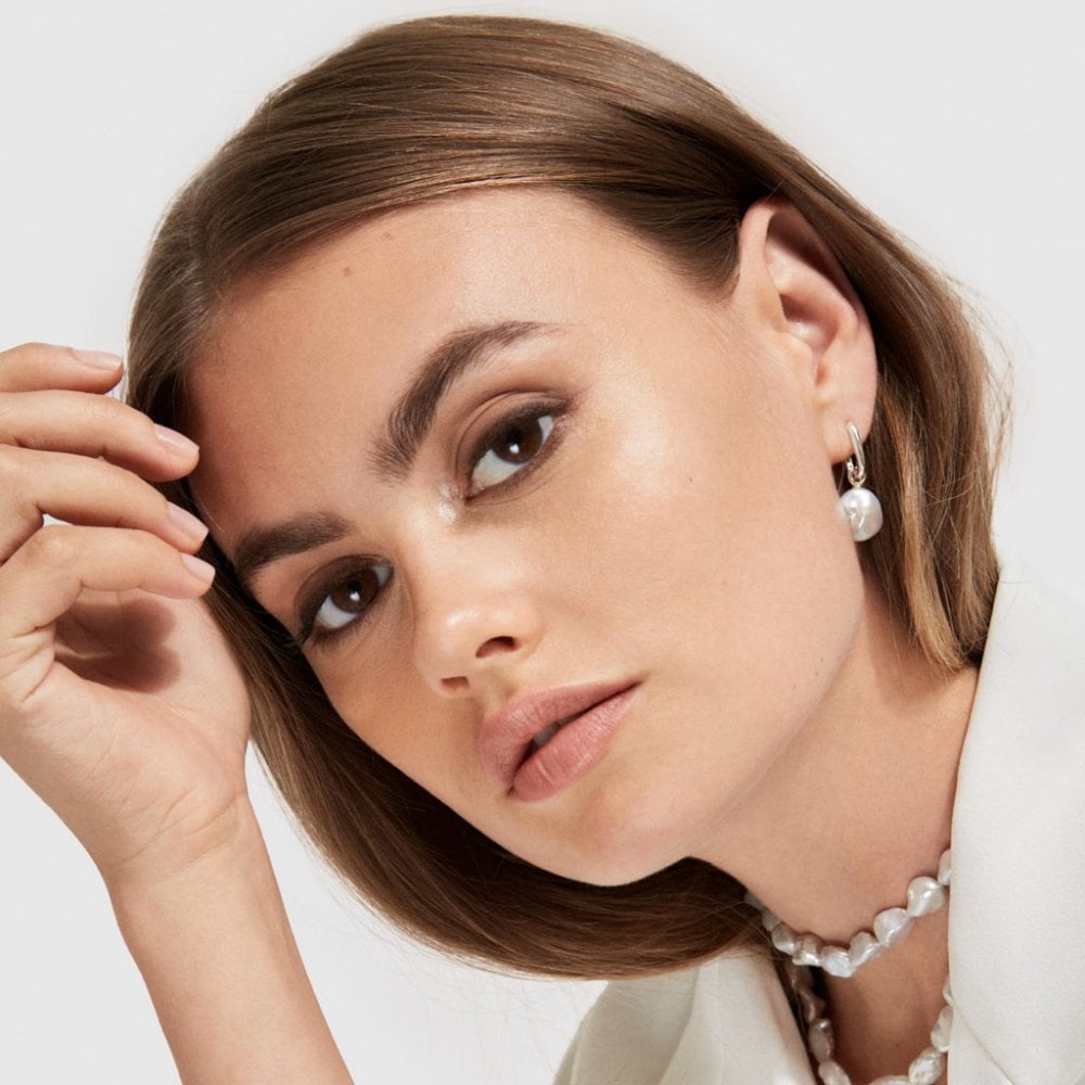 AETIA Keshi Pearl Hoop Earrings - 925 Sterling Silver