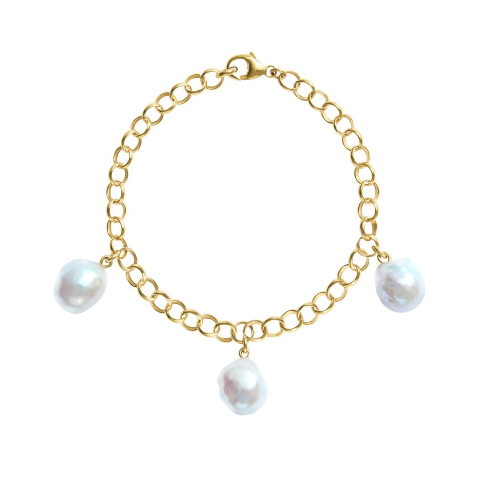 AELIA 3 White Baroque Pearl Bracelet - 14ct Gold Filled