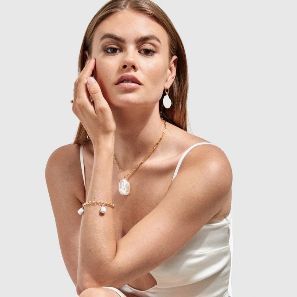 AELIA 3 White Baroque Pearl Bracelet - 14ct Gold Filled