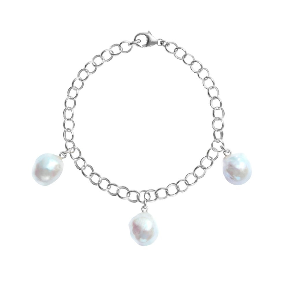 AELIA 3 White Baroque Pearl Bracelet - 925 Sterling Silver