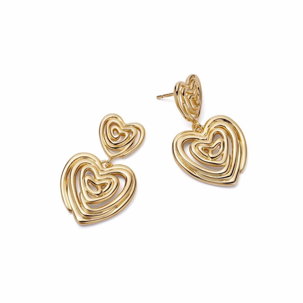 Double Drop Scribble Heart Earrings