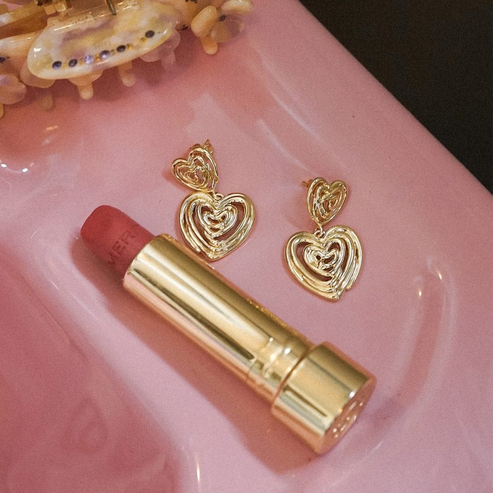 Double Drop Scribble Heart Earrings