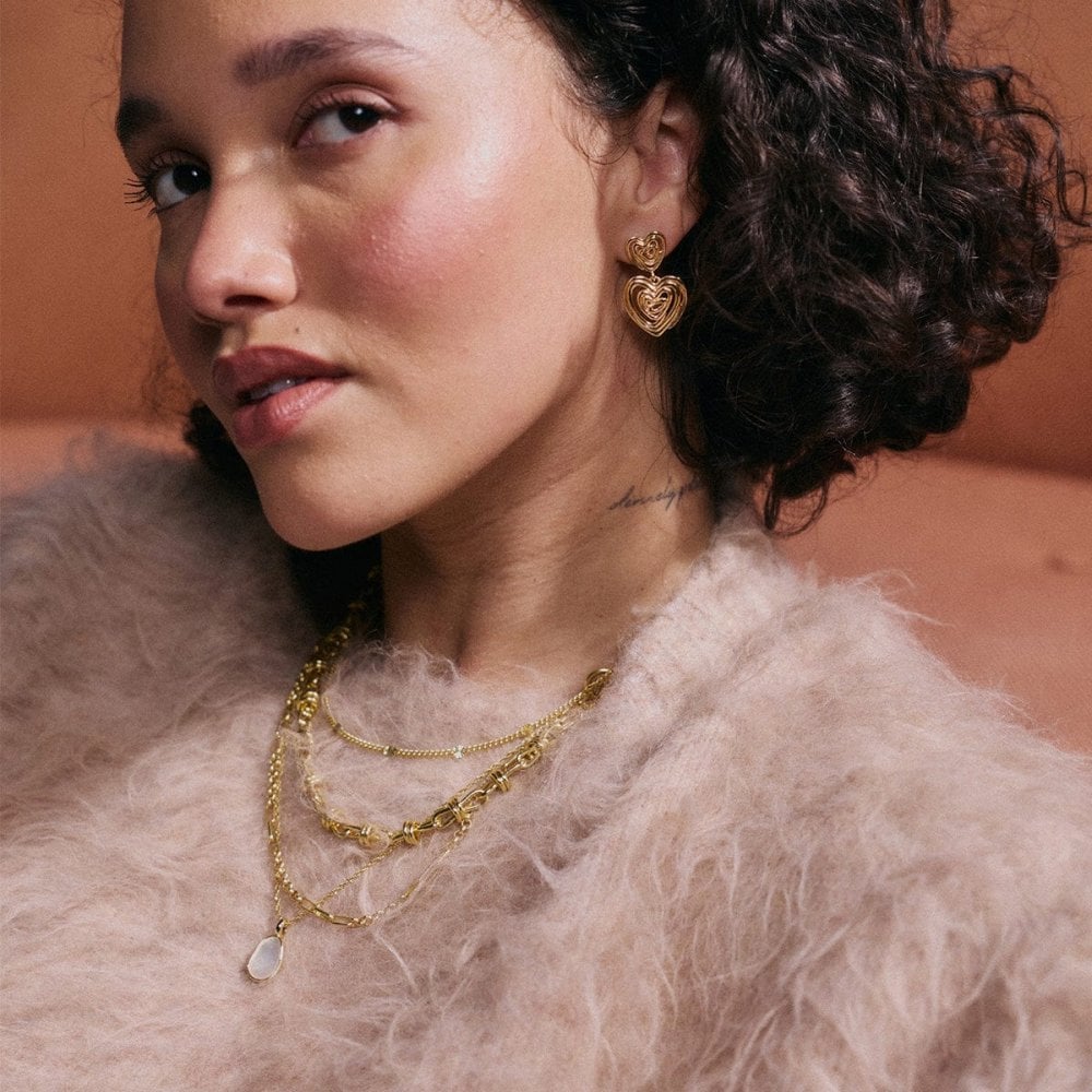Double Drop Scribble Heart Earrings
