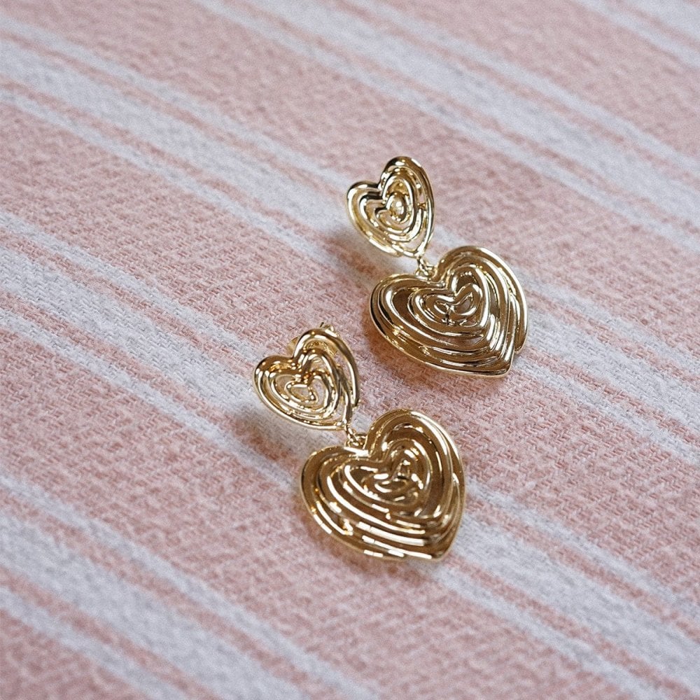 Double Drop Scribble Heart Earrings