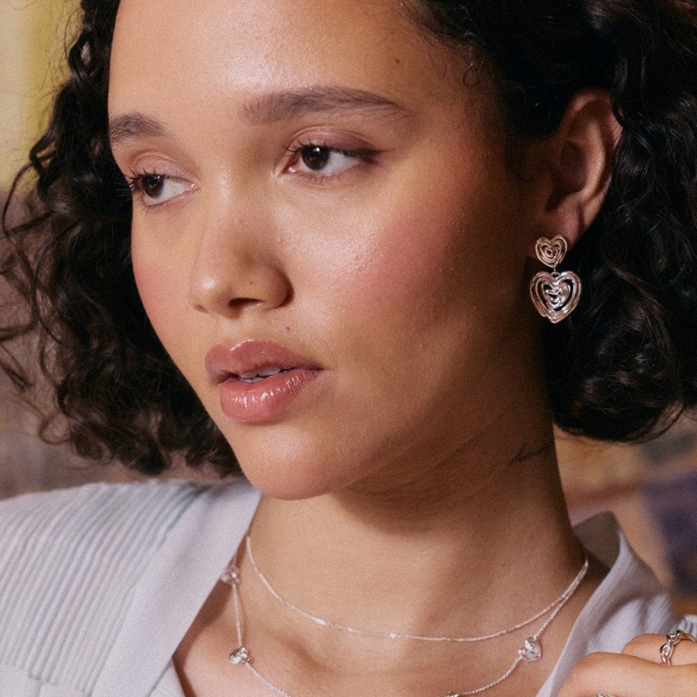 Double Drop Scribble Heart Earrings