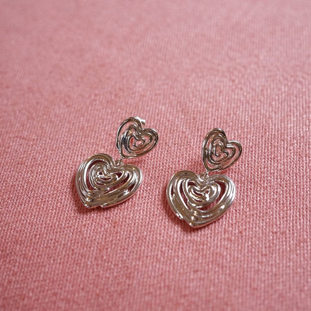 Double Drop Scribble Heart Earrings