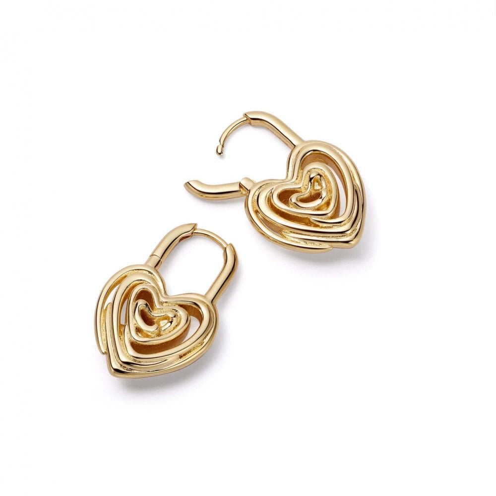 Scribble Heart Lock Earrings