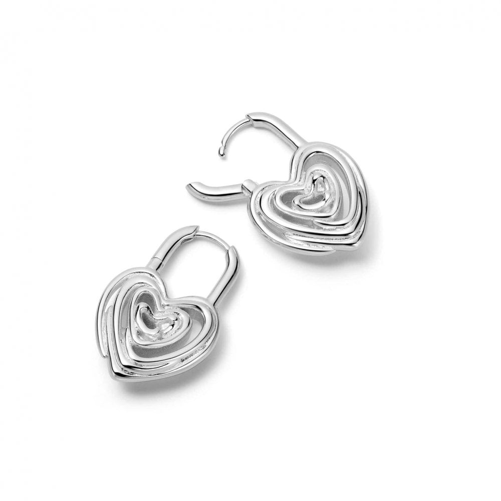Scribble Heart Lock Earrings