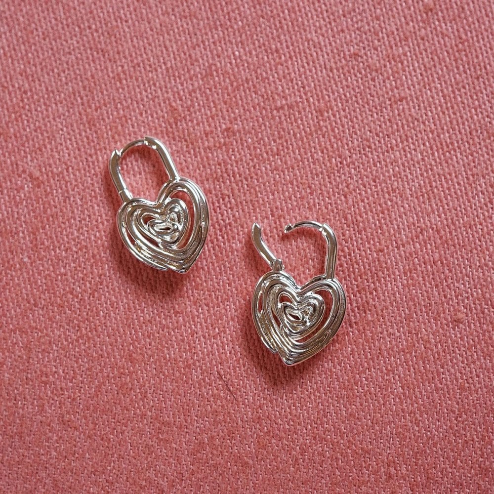 Scribble Heart Lock Earrings