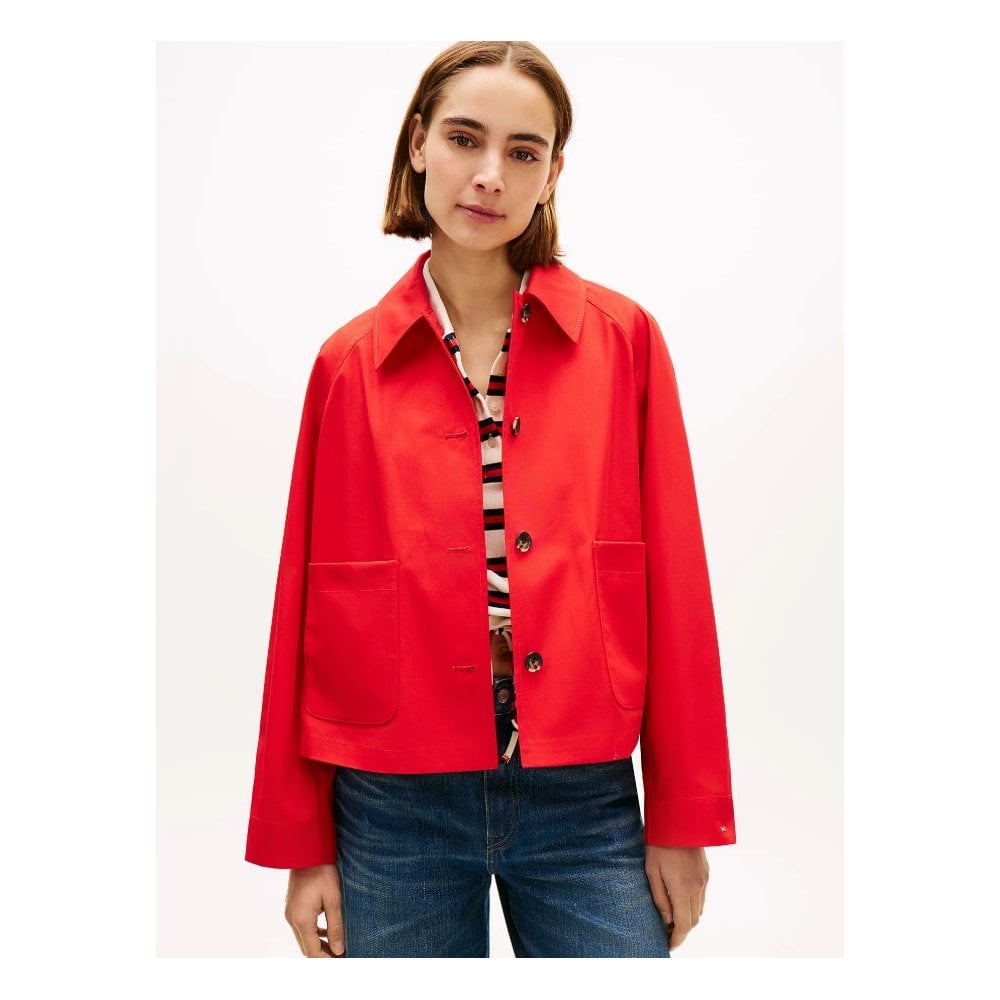 Water Repellent Collared Relaxed Short Jacket
