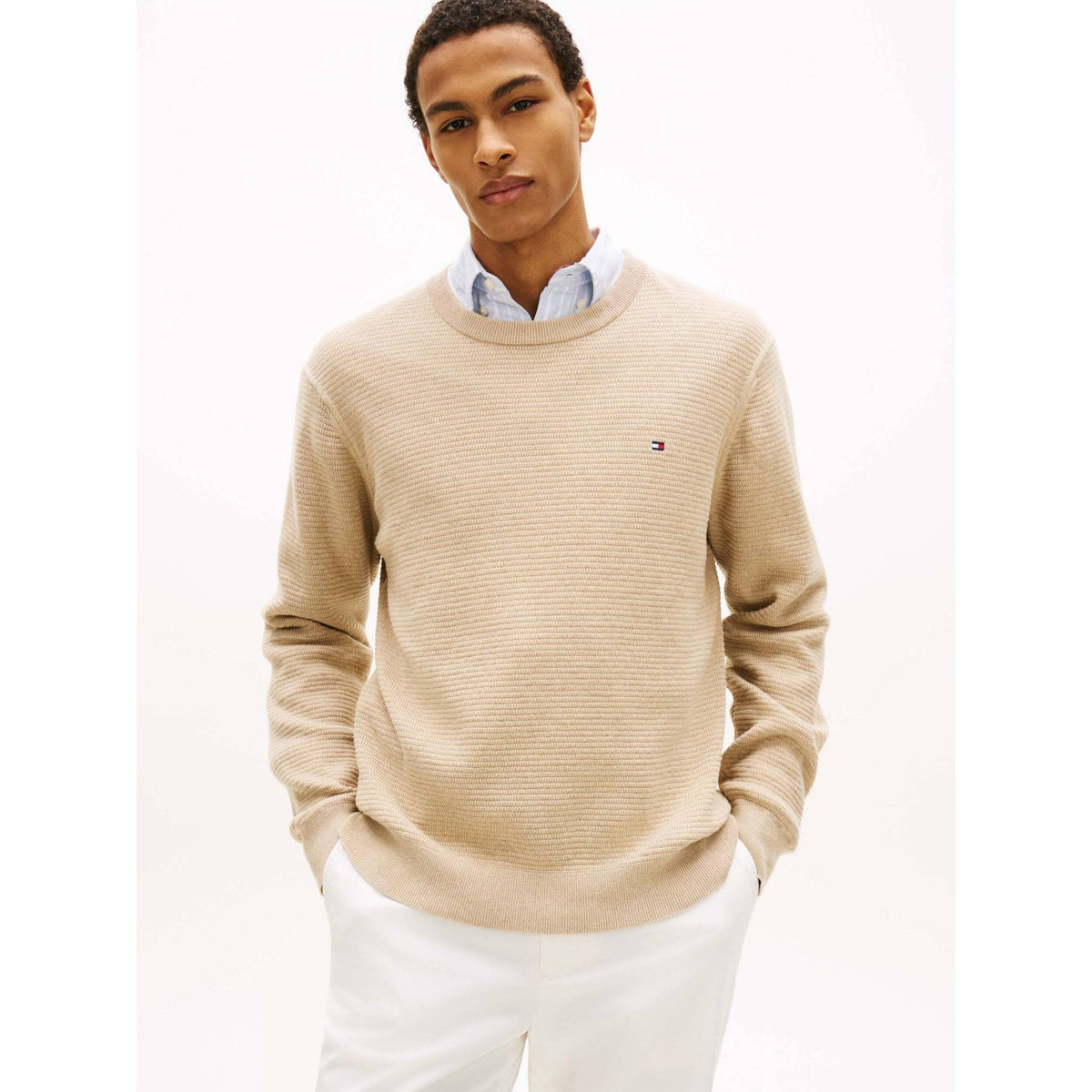 Textured Knit Crew Neck Jumper