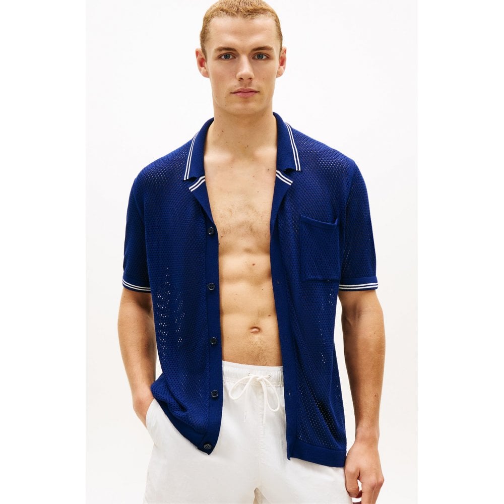 Open Knit Notched Shirt