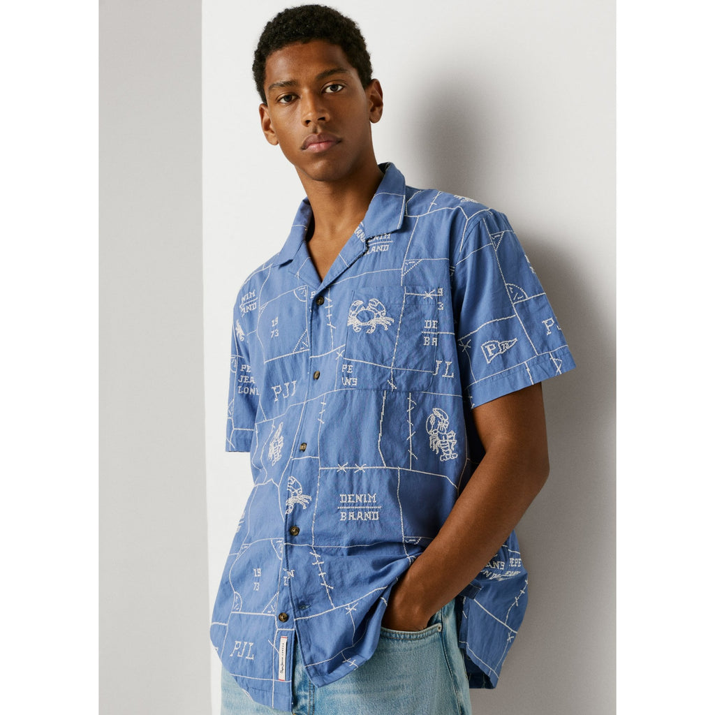 Perot Cuban Collar Short Sleeve Poplin Shirt