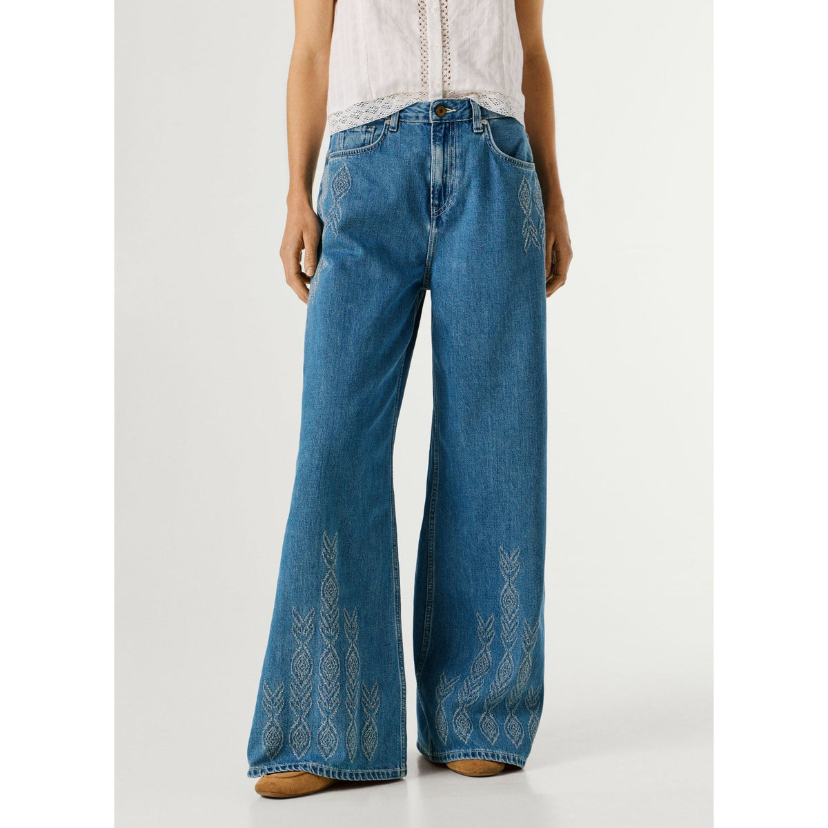 Jaimy Ikat High Waist Wide Fit Jeans