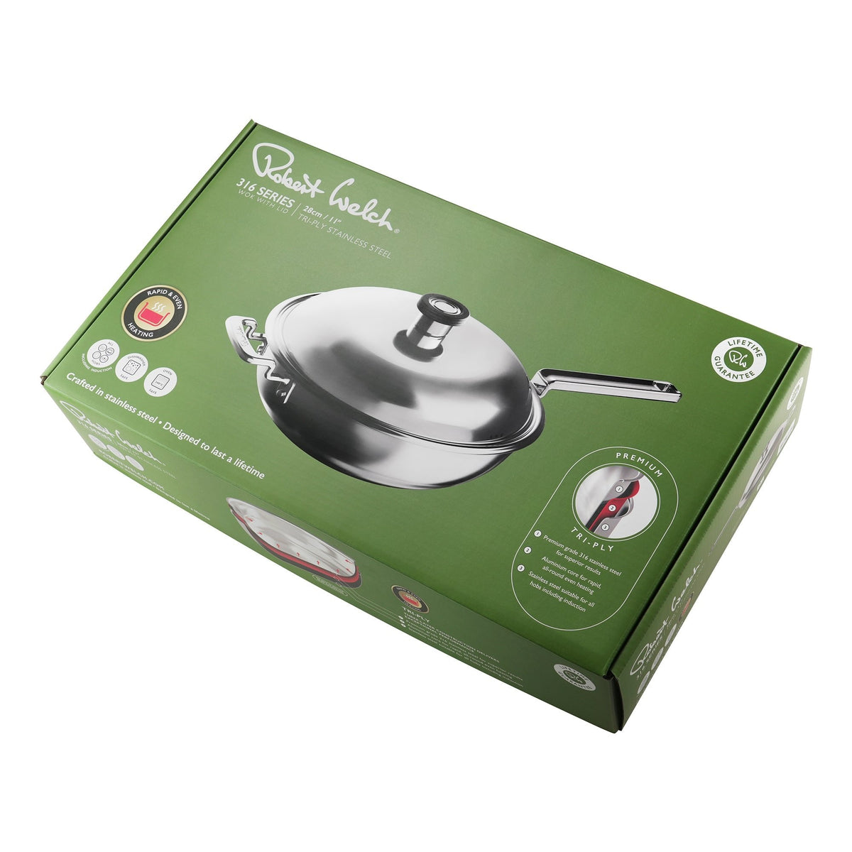 316 Series Cookware Bright Wok With Lid
