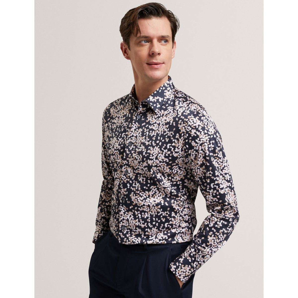 Jaciel Scattered Petal Slim Long Sleeve Shirt
