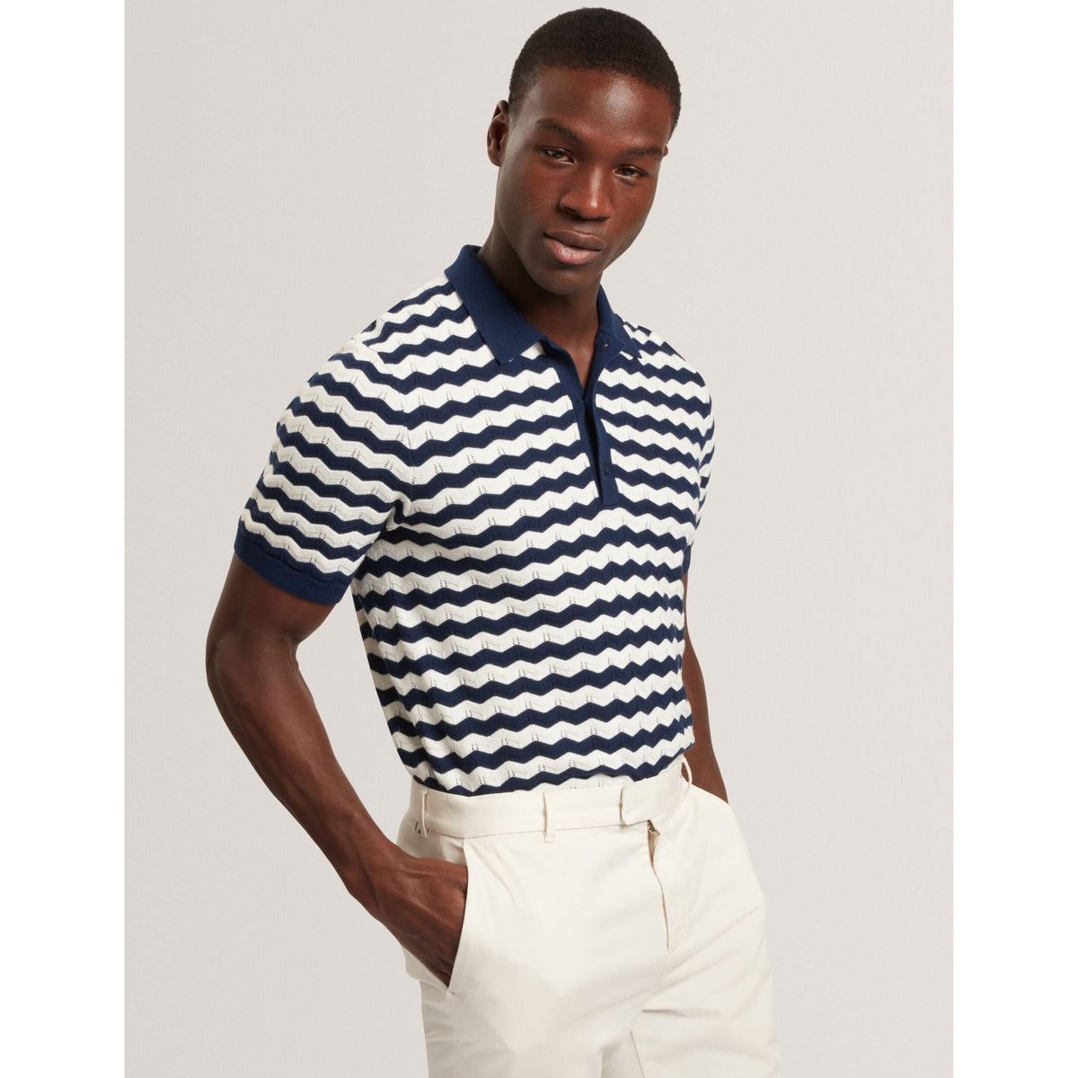 Froobie Wavy Stripe Merino Wool Blend Polo