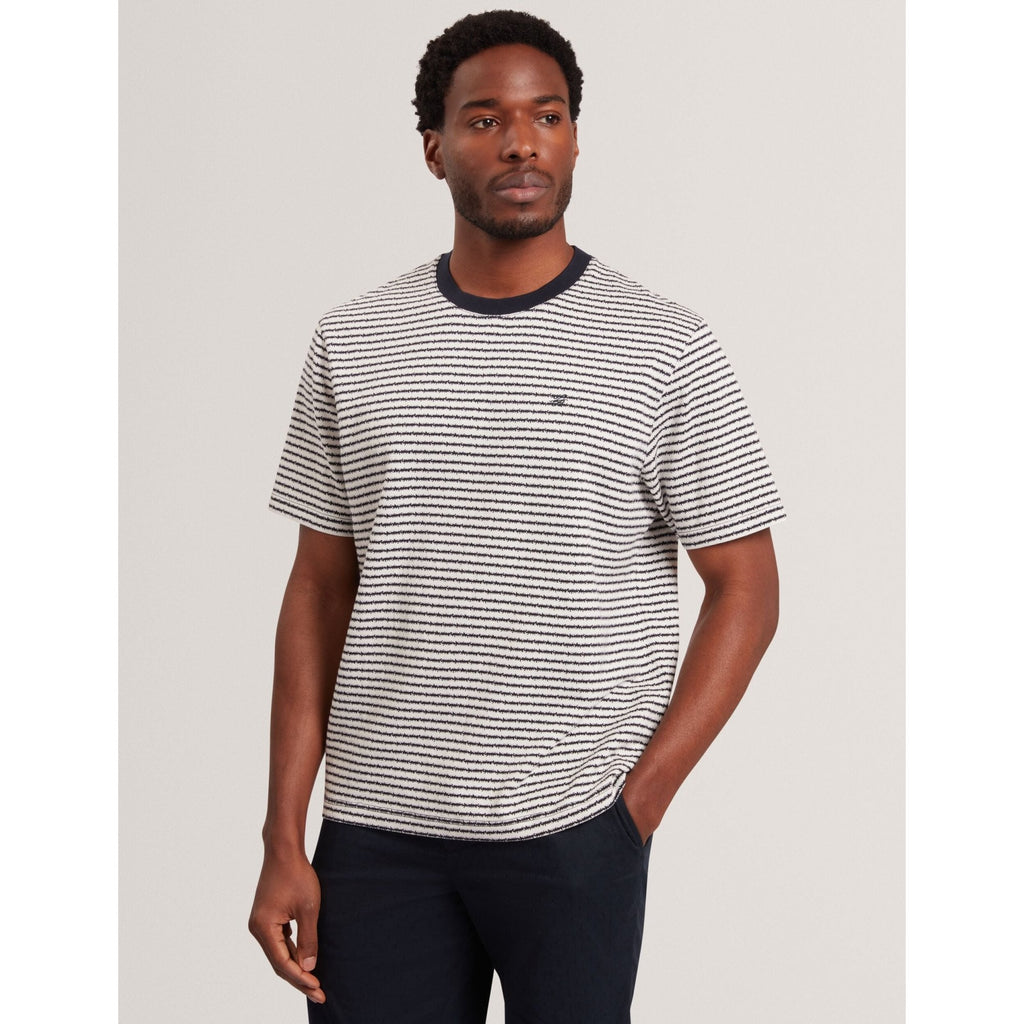 Vexrin Textural Stripe Crew Neck Cotton T-Shirt