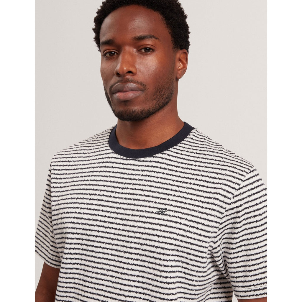 Vexrin Textural Stripe Crew Neck Cotton T-Shirt