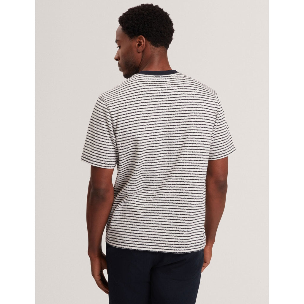 Vexrin Textural Stripe Crew Neck Cotton T-Shirt
