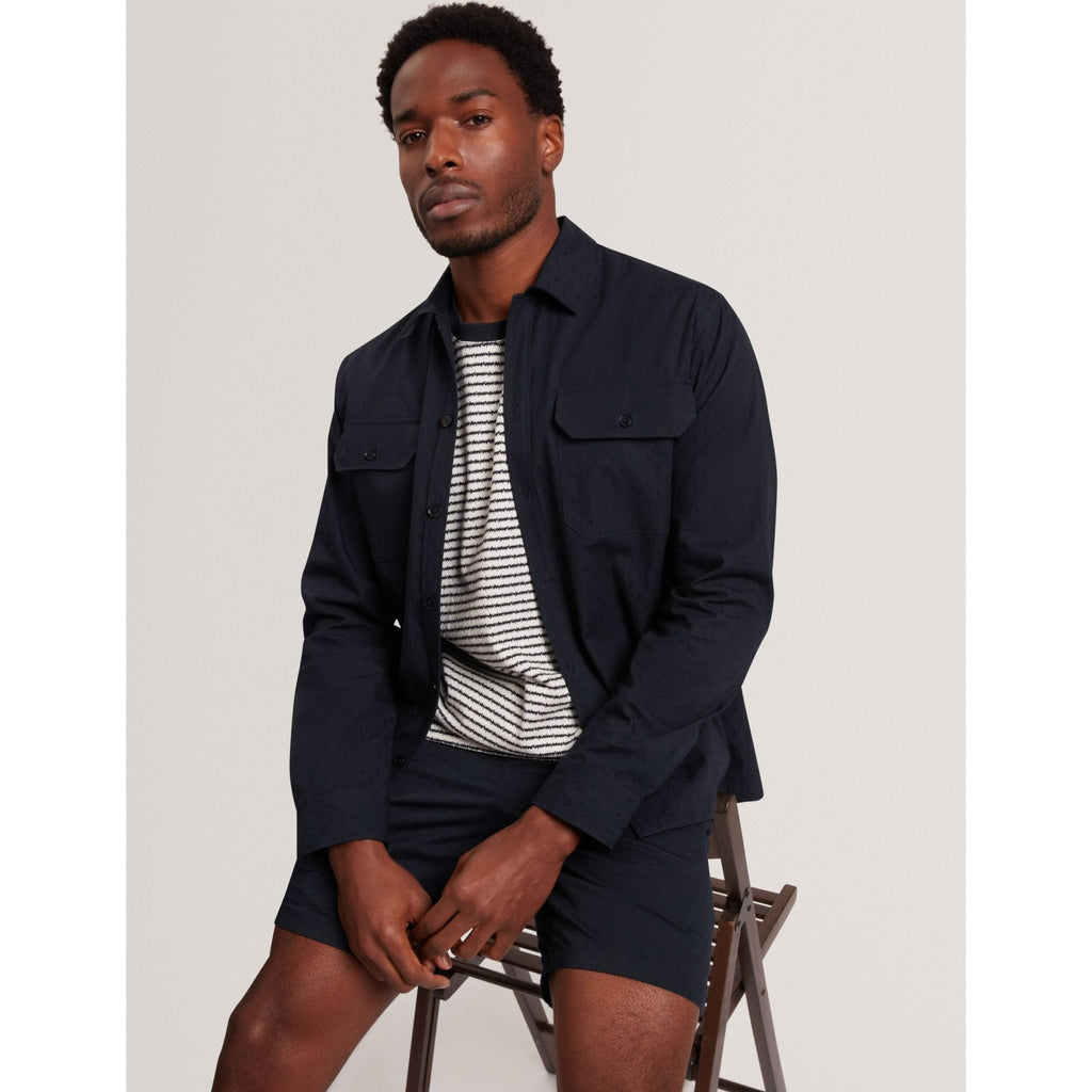 Vexrin Textural Stripe Crew Neck Cotton T-Shirt
