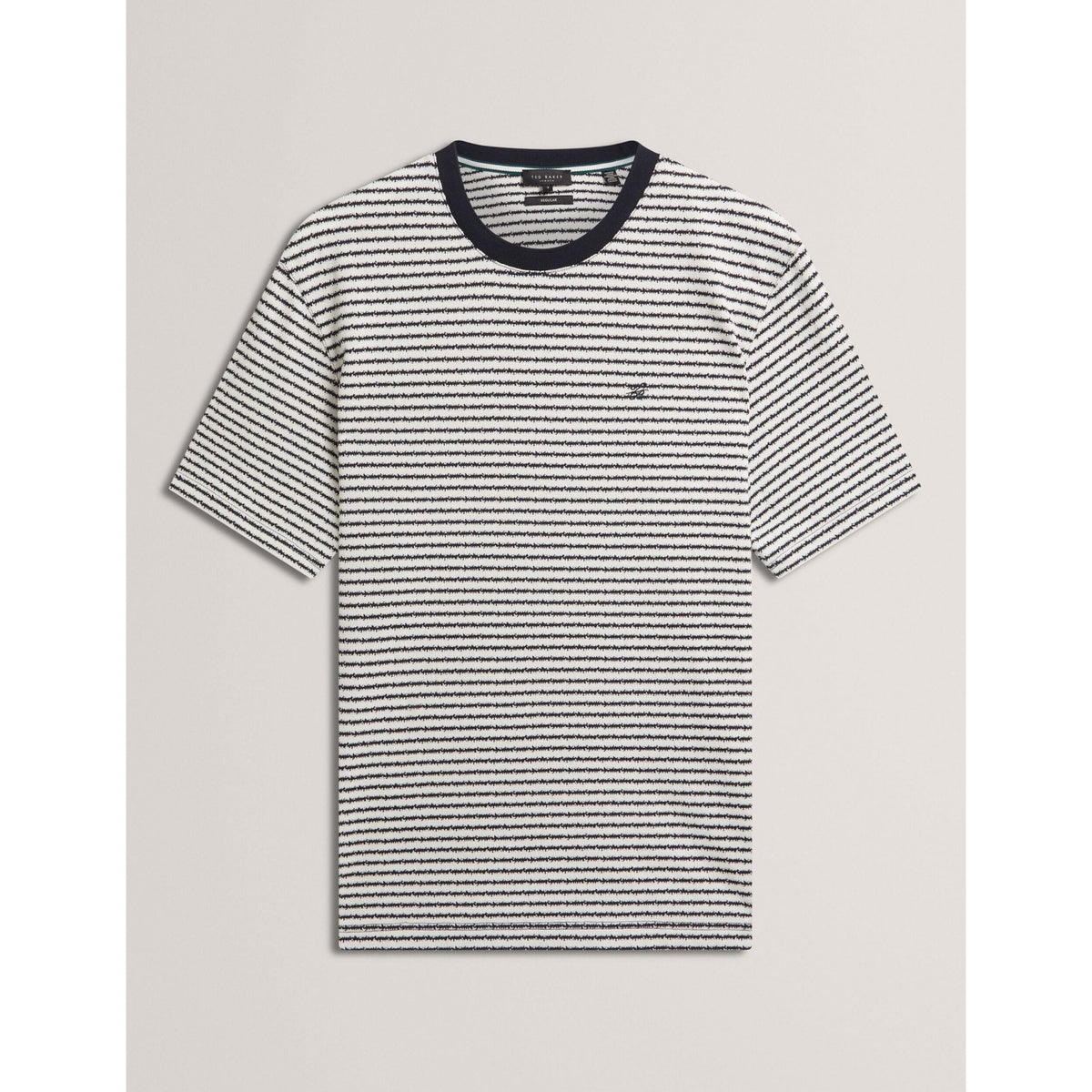Vexrin Textural Stripe Crew Neck Cotton T-Shirt