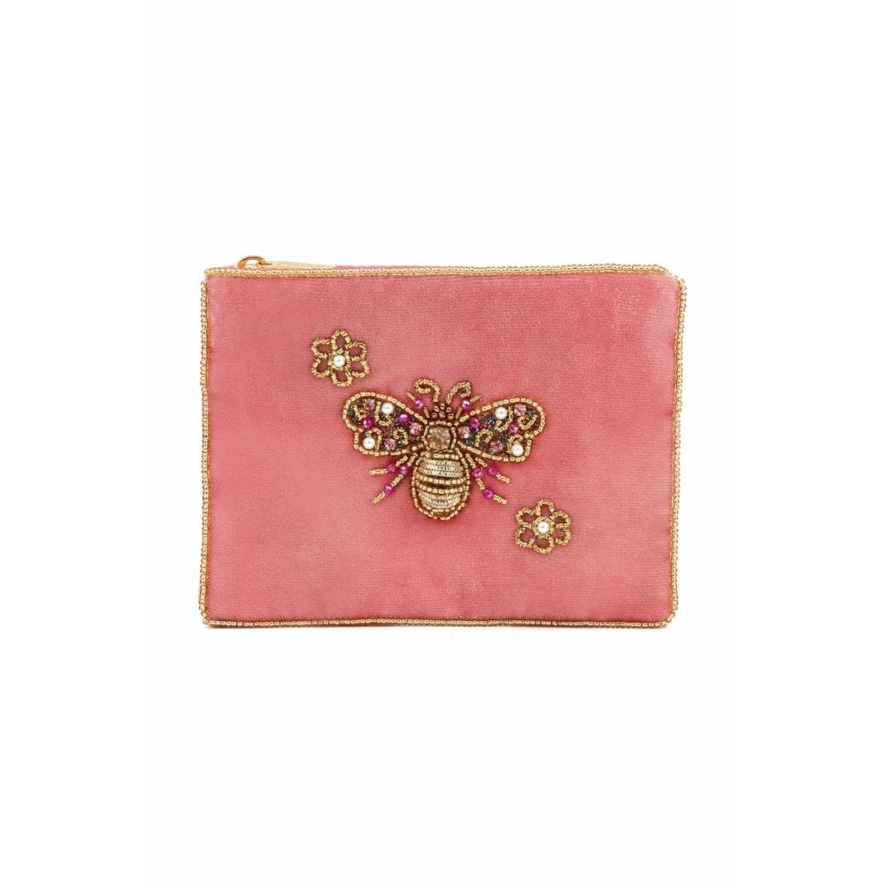 Pink Flower Bee Small Pouch