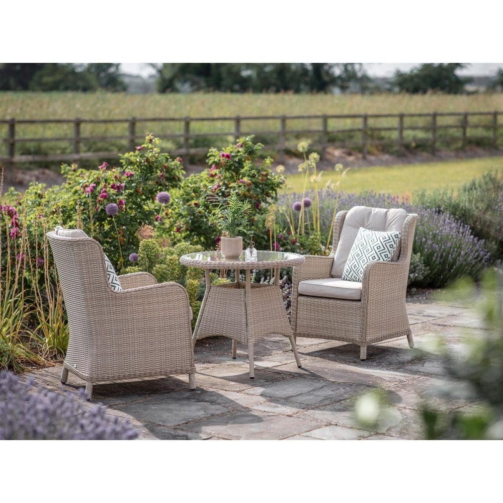 Chedworth Sandstone Rattan Round Bistro Set