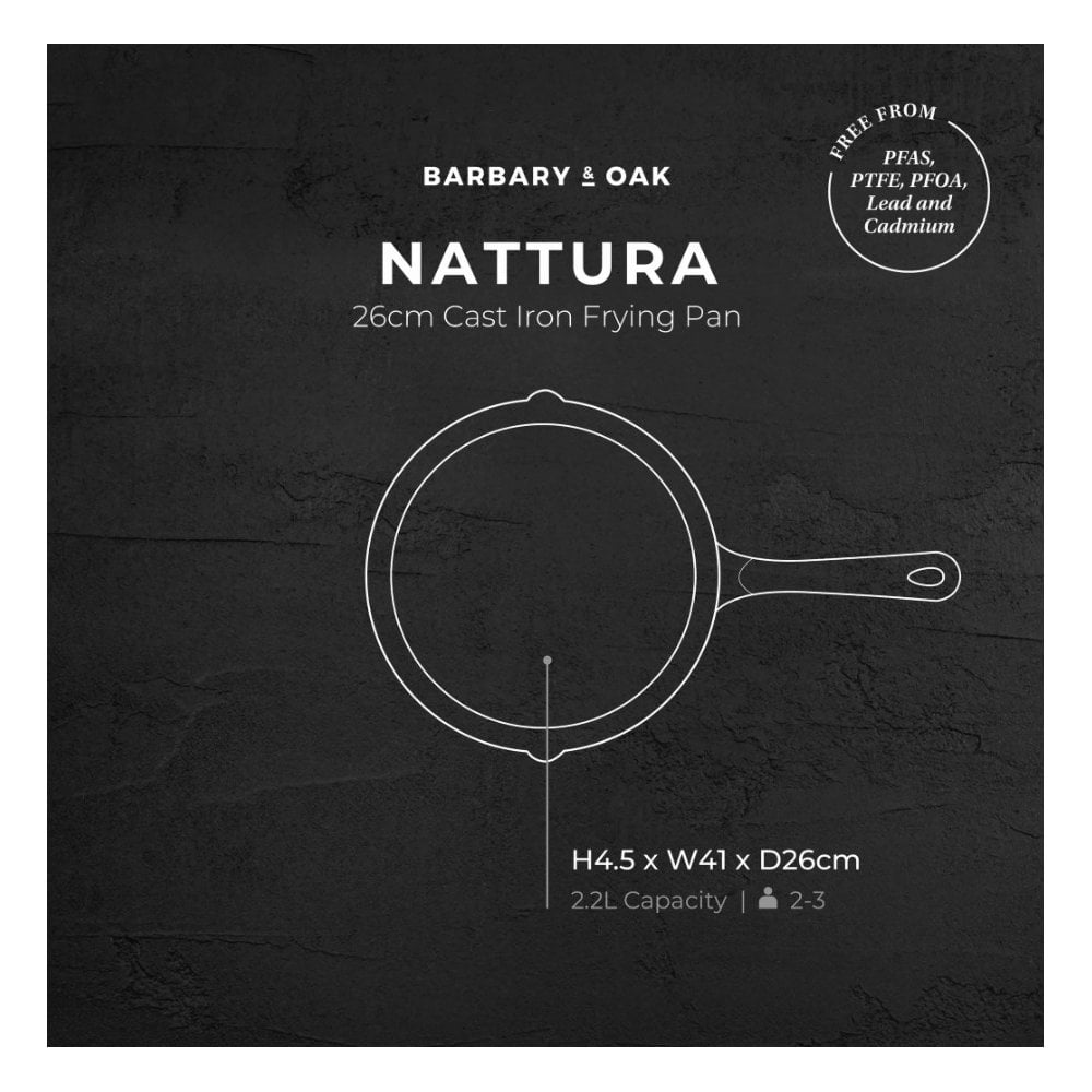 Nattura Cast Iron Round Fry Pan 26cm