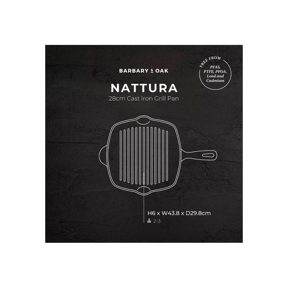 Nattura Cast Iron Grill Pan 28cm