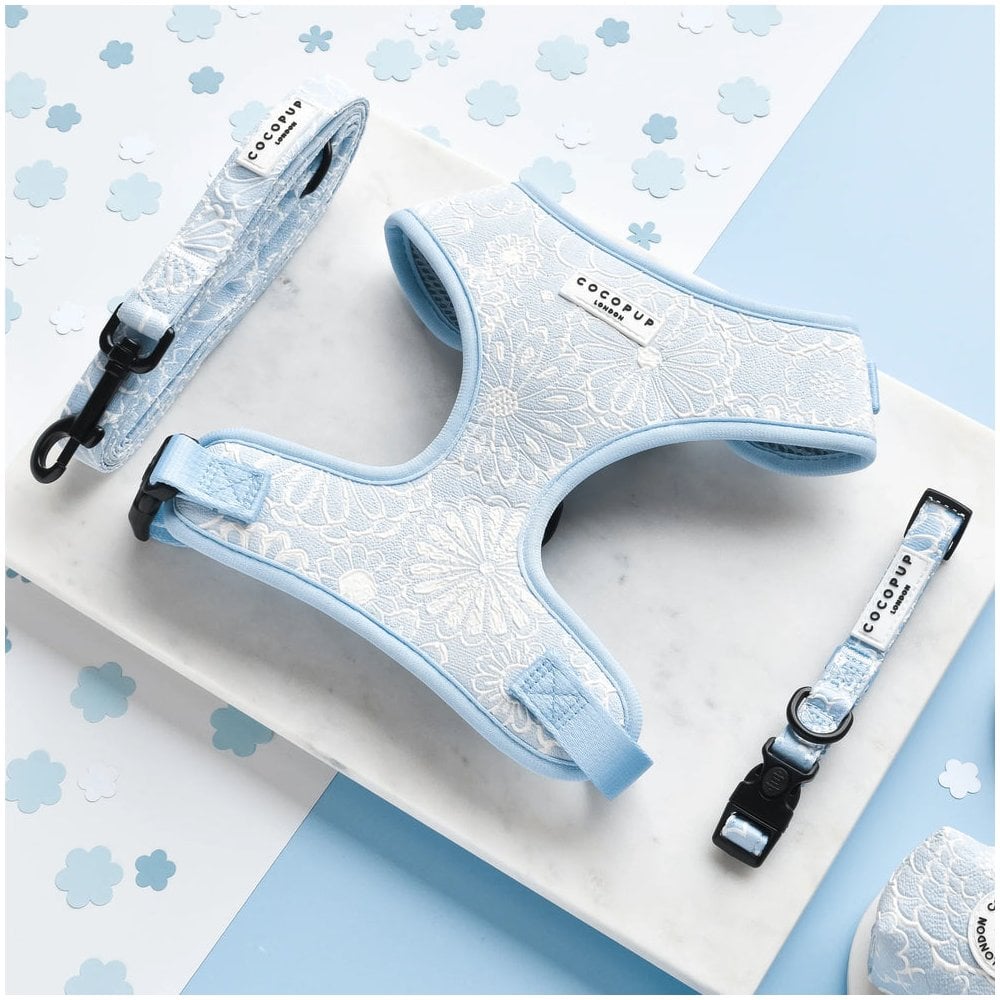 Luxe Baby Blue Flower Adjustable Dog Harness