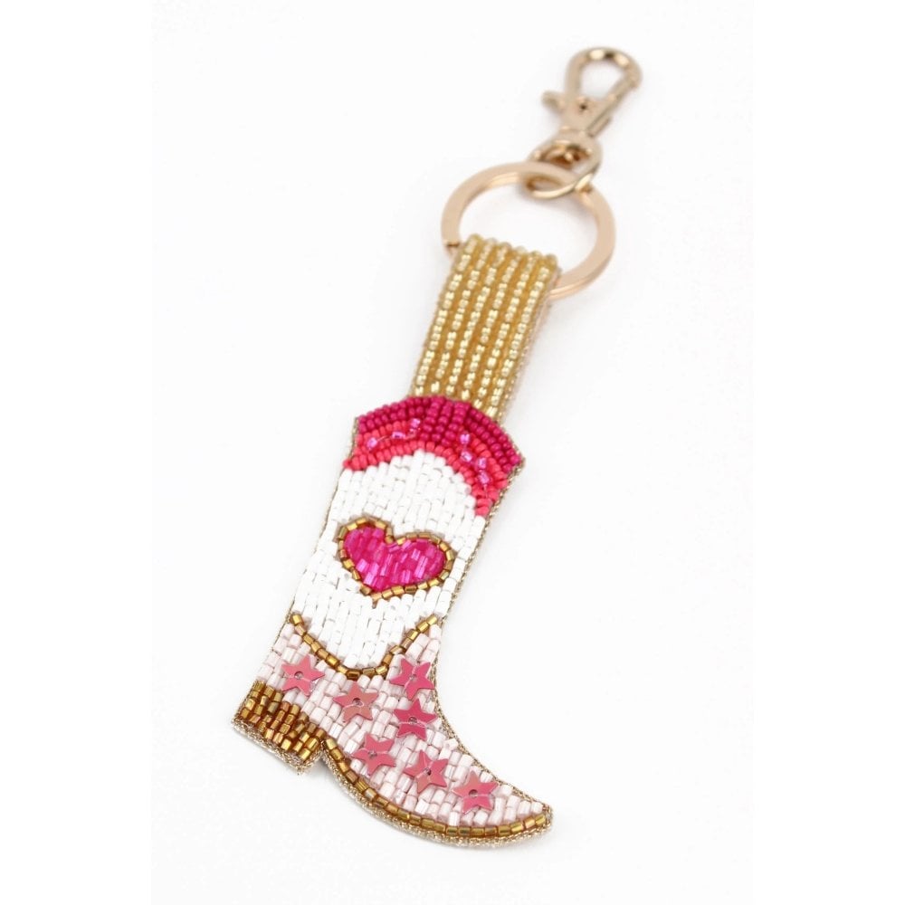 Pink Cowgirl Boot Keyring/Bag Charm